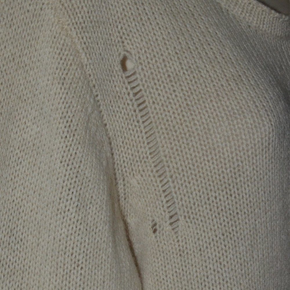 Sz 0 XS/S Raquel Allegra Beige Cashmere Distressed Oversized Sweater - Picture 7 of 8
